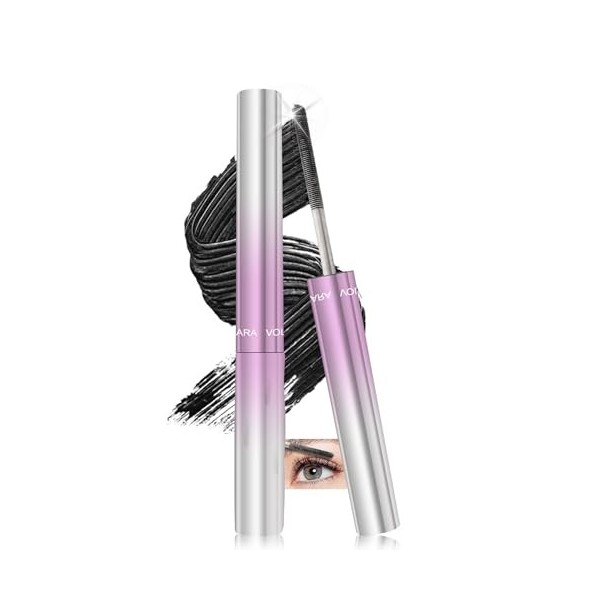 Mascara double extrémité Iron Wand - Imperméable - Extensions de cils en métal - Noir - Bouclage 3D - Tête de brosse en métal...