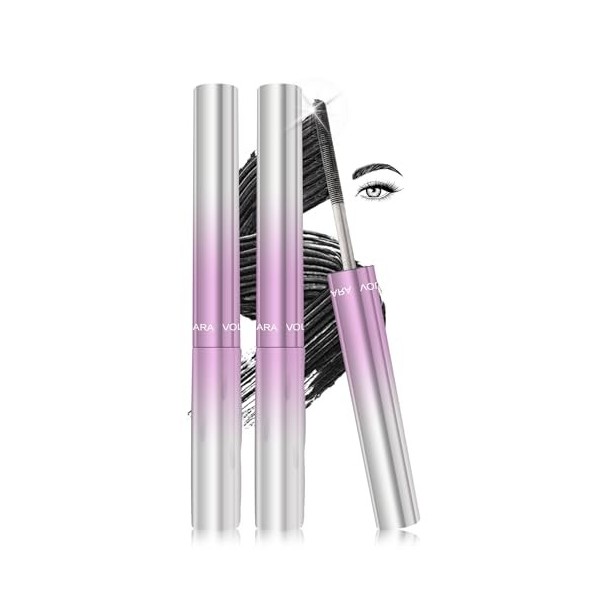 Mascara double extrémité Iron Wand - Imperméable - Extensions de cils en métal - Noir - Bouclage 3D - Tête de brosse en métal...