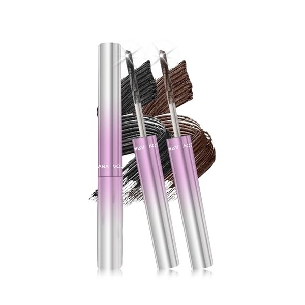 Mascara double extrémité Iron Wand - Imperméable - Extensions de cils en métal - Noir - Bouclage 3D - Tête de brosse en métal...