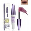 Bourgogne 5D Mascara télescopique Lift pour les yeux, Waterproof longue durée, Fibre de soie Mascara Volume & Lengthen, Effet