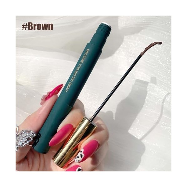 EONFAVE Mascara pour cils imperméable, durable et non agglomérant, marron, extension et volume, mascara anti-bavures et effet
