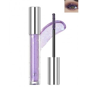Mascara à paillettes violets, imperméable à leau longue durée Diamond Colourful Mascara, anti-salissures sans clumping, méta