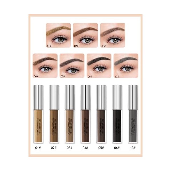 Mascara pour sourcils - Gel gris - Imperméable - Résistant à la transpiration - Pour sourcils teintés et pleins - Couleur des