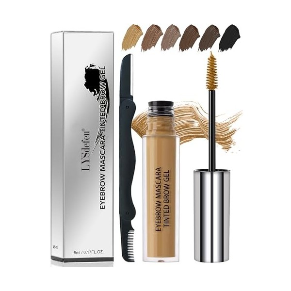Mascara pour sourcils - Gel gris - Imperméable - Résistant à la transpiration - Pour sourcils teintés et pleins - Couleur des