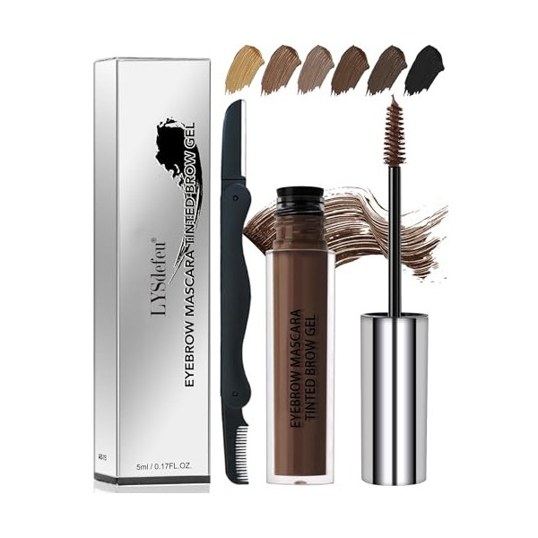 Mascara pour sourcils - Gel gris - Imperméable - Résistant à la transpiration - Pour sourcils teintés et pleins - Couleur des