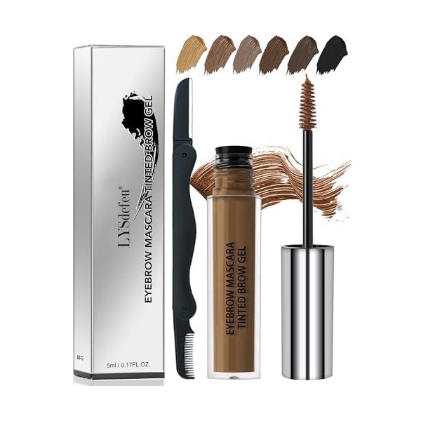Mascara pour sourcils - Gel gris - Imperméable - Résistant à la transpiration - Pour sourcils teintés et pleins - Couleur des
