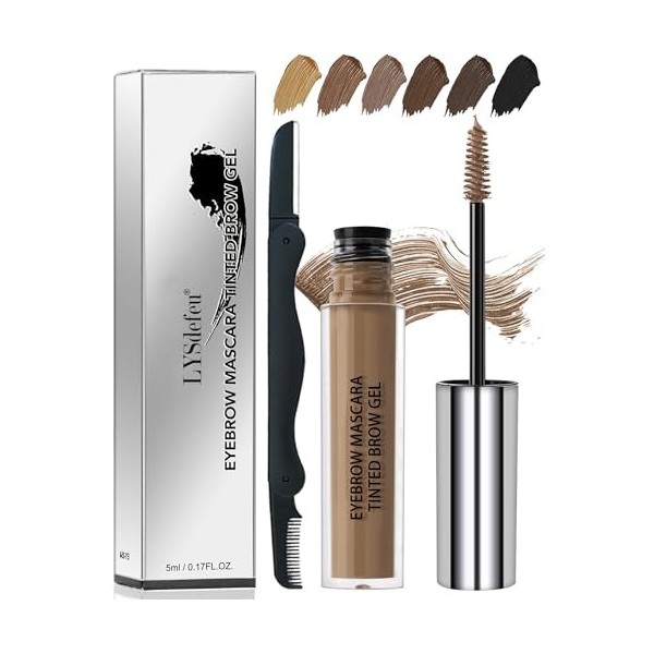 Mascara pour sourcils - Gel gris - Imperméable - Résistant à la transpiration - Pour sourcils teintés et pleins - Couleur des