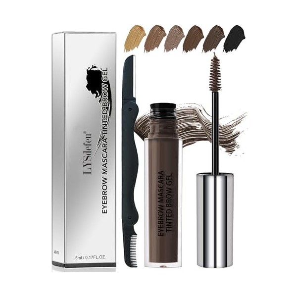 Mascara pour sourcils - Gel gris - Imperméable - Résistant à la transpiration - Pour sourcils teintés et pleins - Couleur des