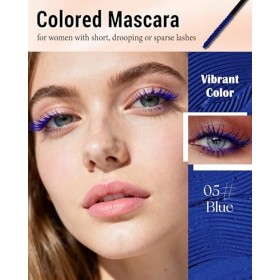 Mascara Waterproof Bleu pour Cils Courts et Fins-2Pcs Ultra-Fine Mascara Volume et Longueur, Longue Durée, Résistant aux Tach