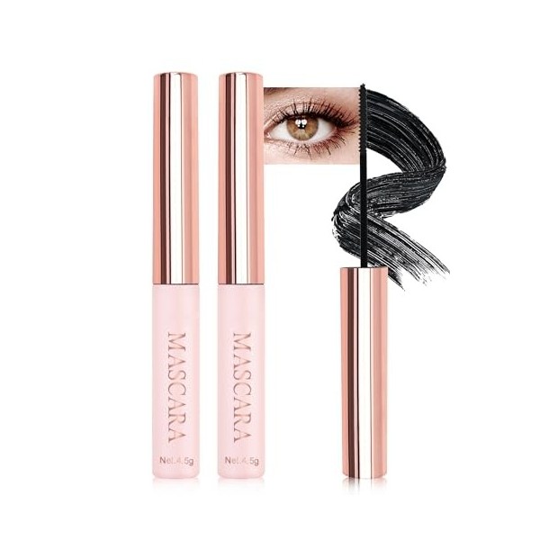 Mascara Waterproof Bleu pour Cils Courts et Fins-2Pcs Ultra-Fine Mascara Volume et Longueur, Longue Durée, Résistant aux Tach