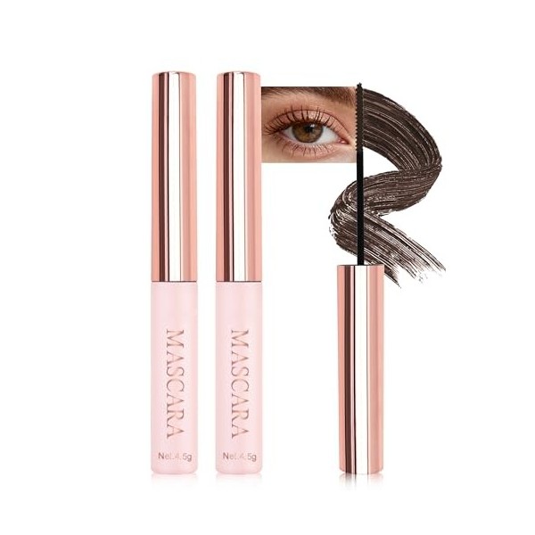 Mascara Waterproof Bleu pour Cils Courts et Fins-2Pcs Ultra-Fine Mascara Volume et Longueur, Longue Durée, Résistant aux Tach