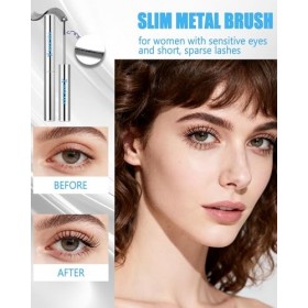Metal Mascara Waterproof Noir, Longue Durée 3D Curl, Washable Ultra-Fine Iron Wand Mascara, Effet Faux Cils Volume et Longueu...