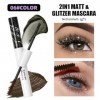 Mascara 2 en 1 à paillettes, noir, mat et diamant, brillant, imperméable, non agglomérant, extension et volume, cils longs, m