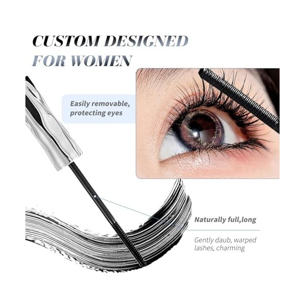 3 Pcs Mascara Métallique, Waterproof Mascara Brosse Métallique, Allonge et Courbe, Longue Durée Application Uniforme Sans Gru