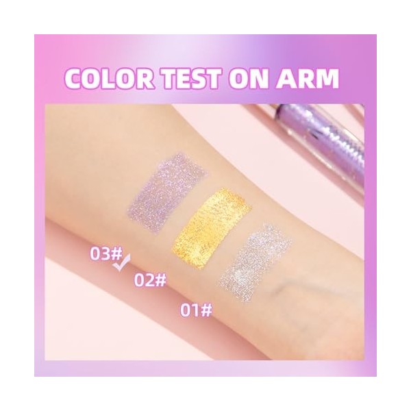 Mascara à paillettes violettes avec diamant scintillant, imperméable et durable, extension et volume pour les yeux - Pour fêt...