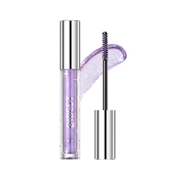 Mascara à paillettes violettes avec diamant scintillant, imperméable et durable, extension et volume pour les yeux - Pour fêt...