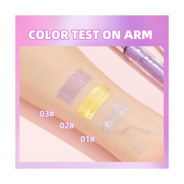 Hppsctink Mascara Diamonds, 3.2g Mascara Waterproof Non-Smudge, Yeux étincelants, Allongeant et Volumisant, Doré, mascara