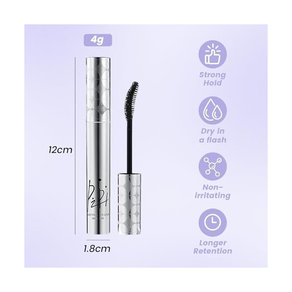 ARYIMYDP Mascara Noir Volume et Longueur, Brosse Courbée pour Cils Recourbés et Séparés, Résistant à lEau et aux Larmes, Ten