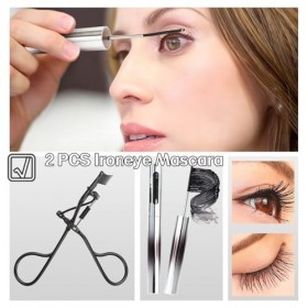 Lot de 2 mascaras Ironeye, recourbe-cils 3D, mascaras Iron Wand, mascara Ironeye naturel, allongeant et nourrissant, waterpro