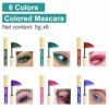 Ensembles de mascara coloré 6pièces cils volumineux séchage rapide mascara volumineux charmant longue durée pour les fêtes de