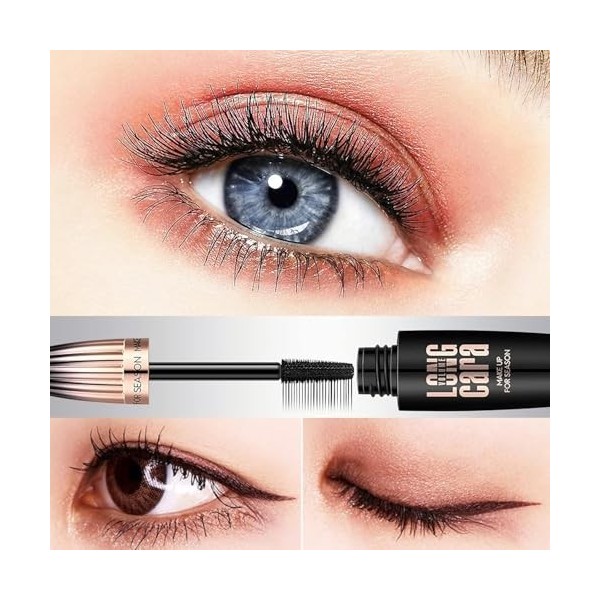 EHIOG Mascara Volume 4D Fibre de Soie – Allonge et Recourbe les Cils, Noir Intense, Tenue Longue Durée, Résistant à l’Eau, Ef