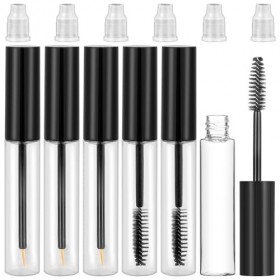 Lot de 6 tubes de mascara vides rechargeables de 10 ml avec bâton à cils et entonnoirs en caoutchouc, pour crème de cils DIY 
