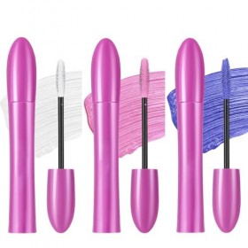Lot de mascara colorés, 3 couleurs, imperméable, volume et curling, mascara blanc, rose, bleu, durable et volumineux, pour Ha