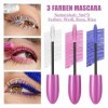 Lot de mascara colorés, 3 couleurs, imperméable, volume et curling, mascara blanc, rose, bleu, durable et volumineux, pour Ha