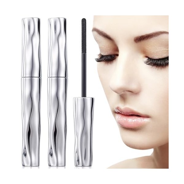 Ironeye Lot de 2 mascara avec brosse en métal pour cils naturels et volumineux, mascara imperméable pour un look longue durée