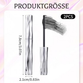 Ironeye Lot de 2 mascara avec brosse en métal pour cils naturels et volumineux, mascara imperméable pour un look longue durée