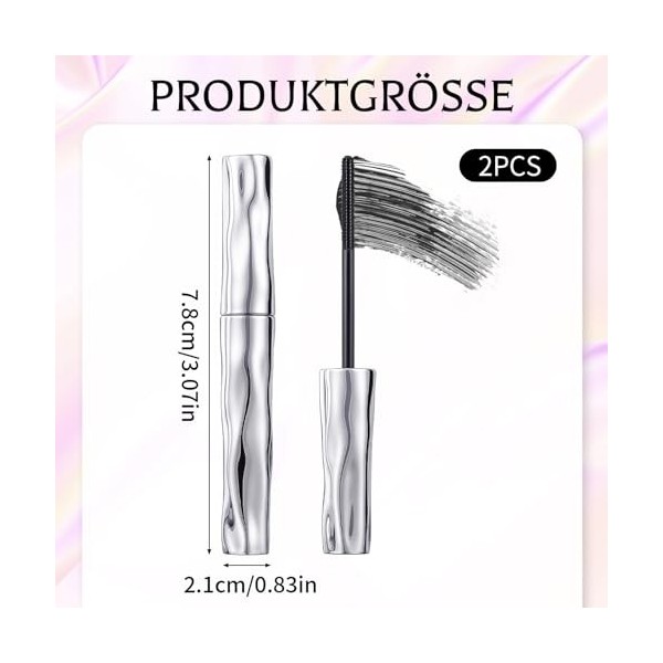 Ironeye Lot de 2 mascara avec brosse en métal pour cils naturels et volumineux, mascara imperméable pour un look longue durée