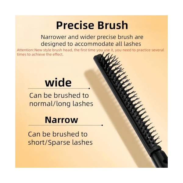 Mascara Résistant à l’Eau avec Brosse de Précision, Sans Effritement, Sans Agglomération, Volume et Longueur, Anti-Tâches, Fa