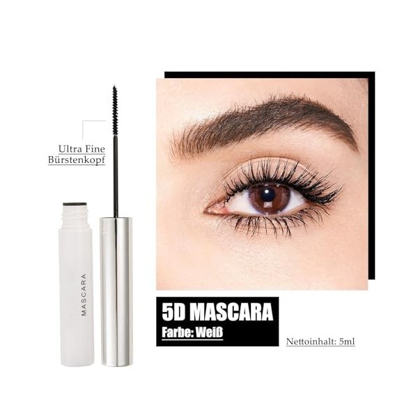 Mascara ultra fin résistant à leau 5D noir pour cils longs, noir profond pour volume & définition, mascara à cils résistant 