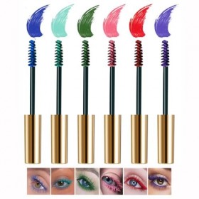 Mascara à fibres de cils, Mascara imperméable de 6 couleurs longue durée charmant, Mascara imperméable volumineux pour cils p