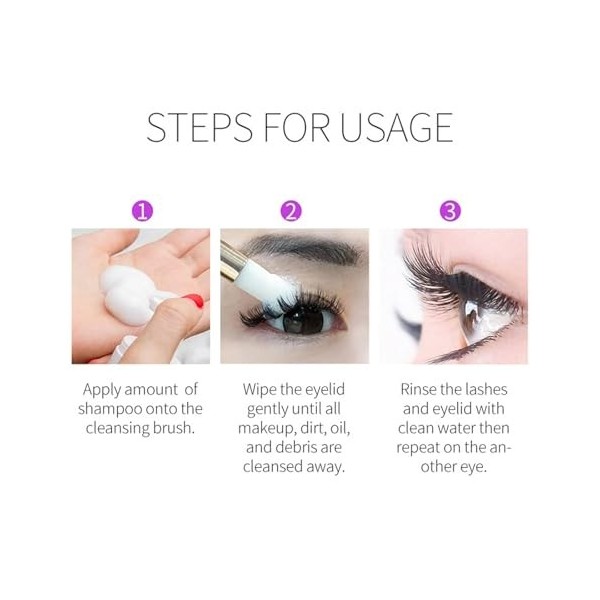 Shampoo for Lashes, for Eyelash Shampoo for Eyelash Extensions and Grooming, Eyelash Extension Shampoo, Eliminate Makeup and