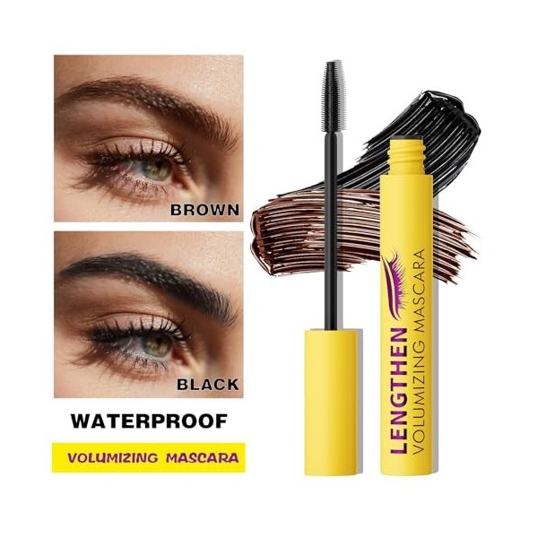 Qilnyeh Mascara Volume Intense et Longueur Illimitée, Mascara noir 4d Curling Lash Extension des cils, cosmétique longue, 10 ...