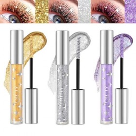 Pakivs 3Pcs Glitter Shimmer Mascara Colorépour les cils,diamant 3 couleurs, Mascara nacré imperméable longue durée, Maquillag