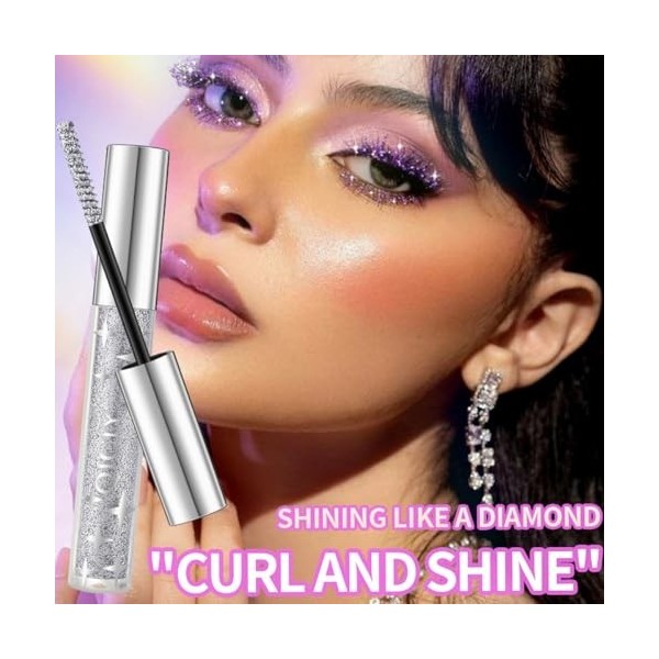 Pakivs 3Pcs Glitter Shimmer Mascara Colorépour les cils,diamant 3 couleurs, Mascara nacré imperméable longue durée, Maquillag
