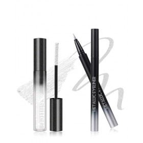 Ensemble de mascara à paillettes blanches et eyeliner argenté, mascara Diamond Shimmer longueur et volume, eye-liner liquide ...