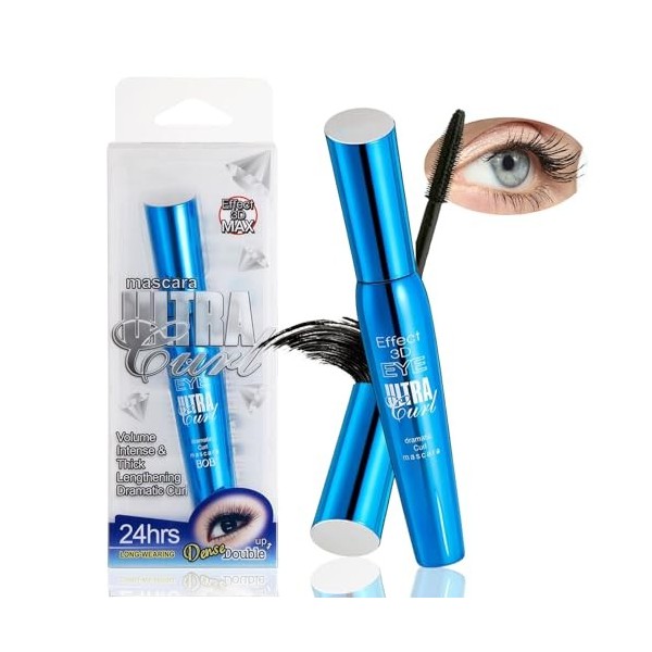 Mascara Waterproof 5D Noir Mascara longs cils Deep Black Mascara pour volume & définition, résistant aux taches et non agglom