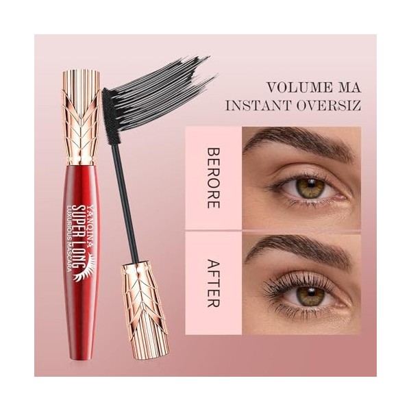 Mascara Waterproof Noir Avec Brosse en Silicone , L et Raides-Définition & Courbure, Volumemascara, Sans Effritement, Sans P