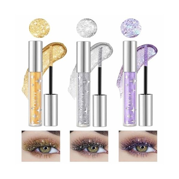 Mascara Pailleté Volume et longueur Longue durée Scintillant Waterproof Curl,Anti-Sweat,No Blooming,Multi Colored for Eyelash
