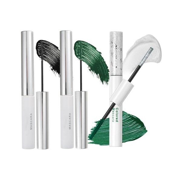 3 Pièces Mascara Ultra Fin Résistant À Leau Et Aux Frottements Mascara Coloré Fibres Semblables À De La Soie Pointe De Pince
