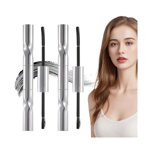 2 Pièces Mascara Brosse Metallique,Double Face Metal Mascara,Résistant À Leau,Cils 3d,Allongeant Et Nourrissant,Séchage Rapi