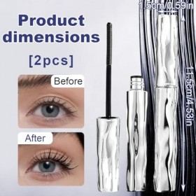 DOVBAN 2Pcs Mascara Waterproof En Métal Noir,3D Curling Eyelash Mascaras,Brushless Brush,Lavable,Non Clumping,Anti-Bavures,Lo