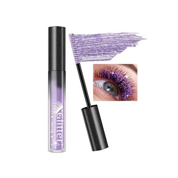 Mascara à Paillettes, Argent Violet Or, 3Pcs Colored Mascara, Diamant Pailleté Longue Durée Waterproof, Couleur Volume et Lon...