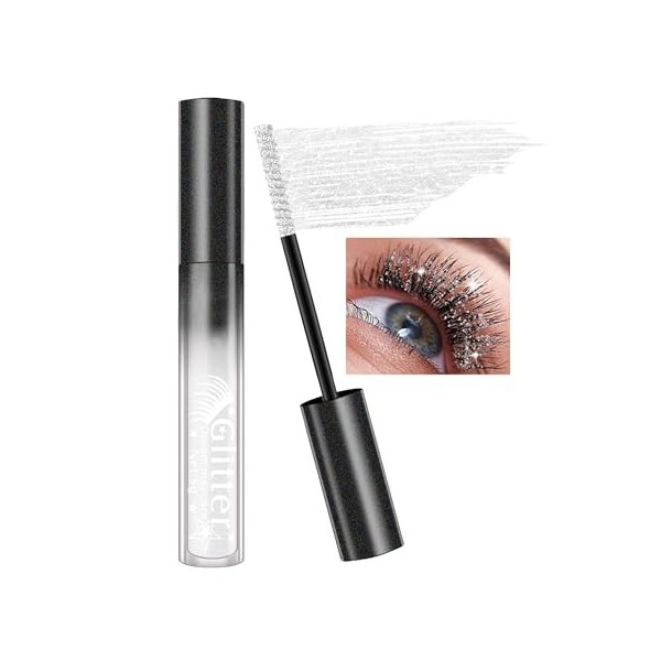 Mascara à Paillettes, Argent Violet Or, 3Pcs Colored Mascara, Diamant Pailleté Longue Durée Waterproof, Couleur Volume et Lon...