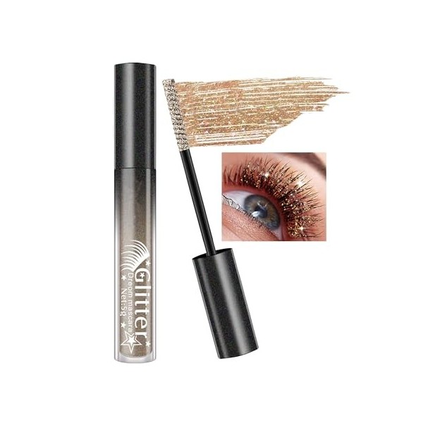 Mascara à Paillettes, Argent Violet Or, 3Pcs Colored Mascara, Diamant Pailleté Longue Durée Waterproof, Couleur Volume et Lon...