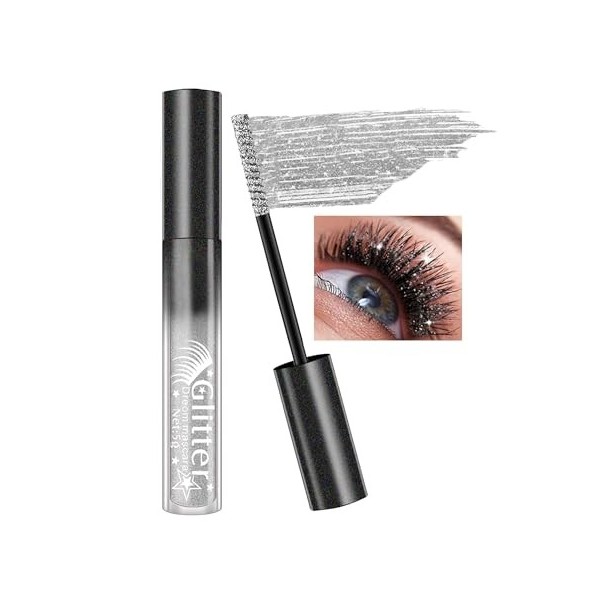 Mascara à Paillettes, Argent Violet Or, 3Pcs Colored Mascara, Diamant Pailleté Longue Durée Waterproof, Couleur Volume et Lon...