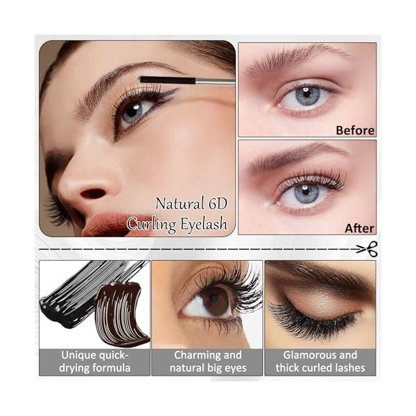 Prreal 2pcs Metal Mascara, Long Lasting Curling Iron Mascara Extra Slim Rod Mascaras, Non-Clumping Flake Proof Bristle-Less S